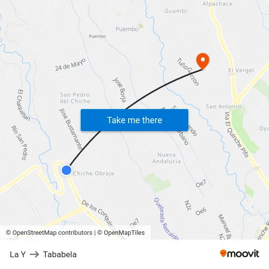 La Y to Tababela map