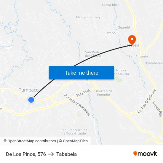 De Los Pinos, 576 to Tababela map