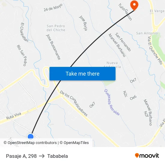 Pasaje A, 298 to Tababela map