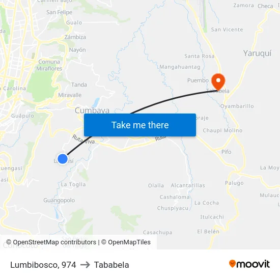 Lumbibosco, 974 to Tababela map