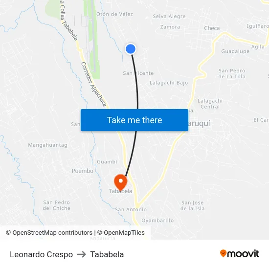 Leonardo Crespo to Tababela map