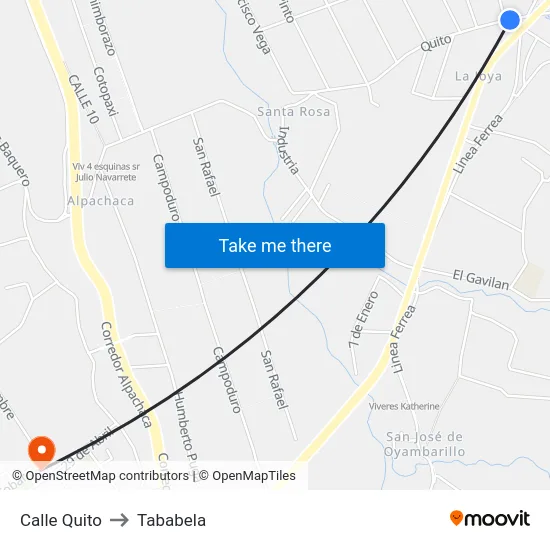 Calle Quito to Tababela map