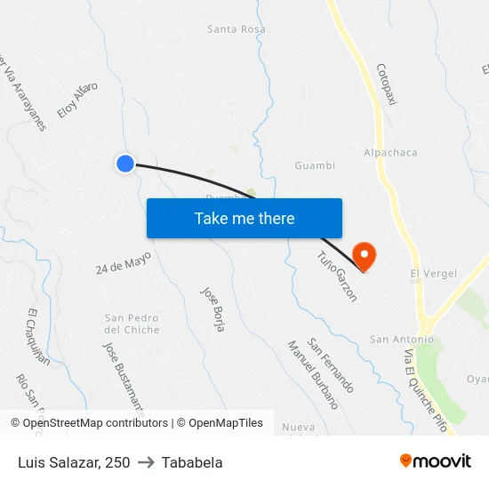 Luis Salazar, 250 to Tababela map