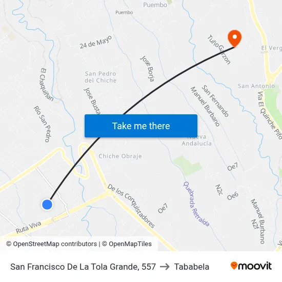 San Francisco De La Tola Grande, 557 to Tababela map