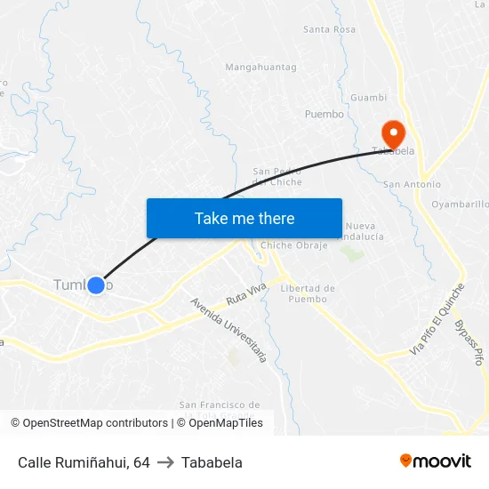 Calle Rumiñahui, 64 to Tababela map