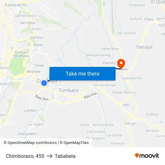 Chimborazo, 455 to Tababela map