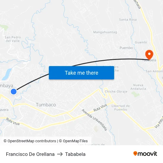 Francisco De Orellana to Tababela map