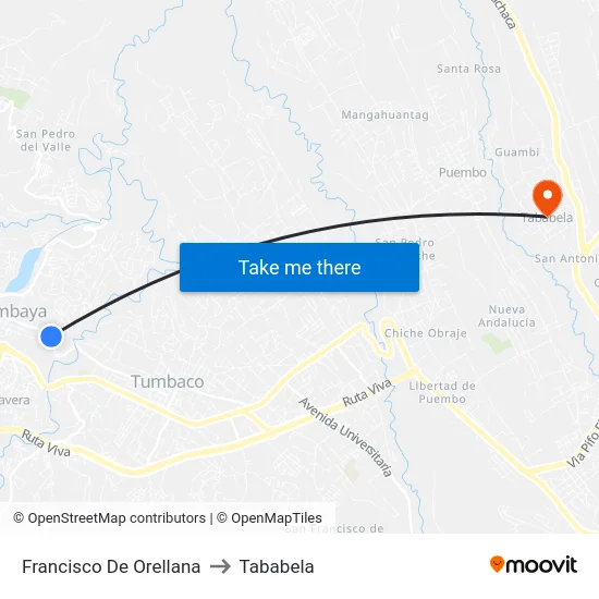 Francisco De Orellana to Tababela map