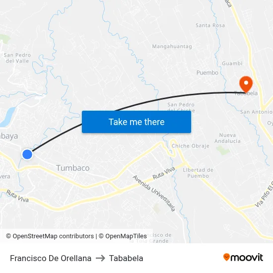 Francisco De Orellana to Tababela map