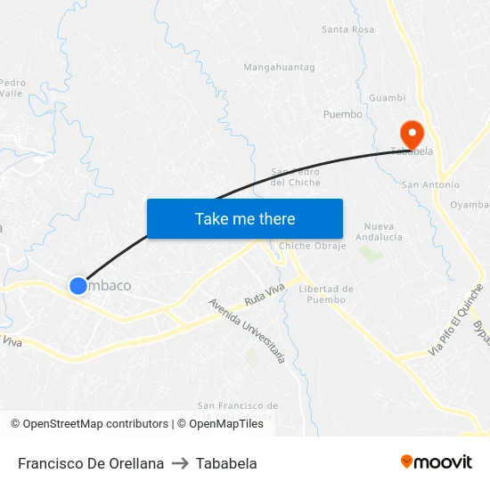 Francisco De Orellana to Tababela map