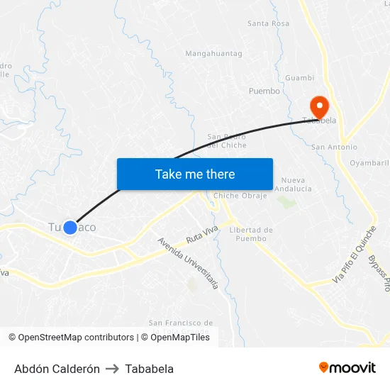 Abdón Calderón to Tababela map
