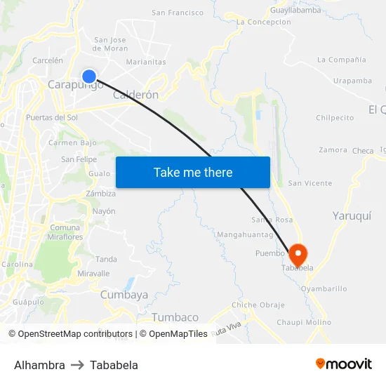 Alhambra to Tababela map