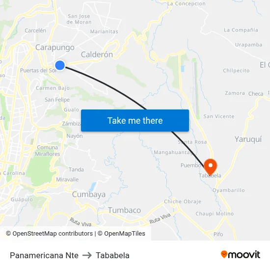 Panamericana Nte to Tababela map