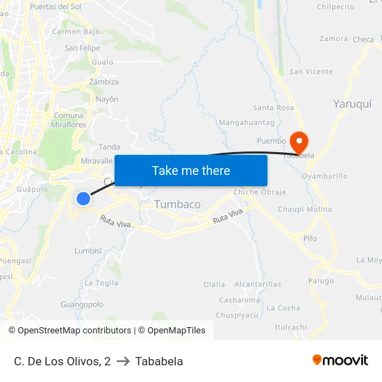 C. De Los Olivos, 2 to Tababela map