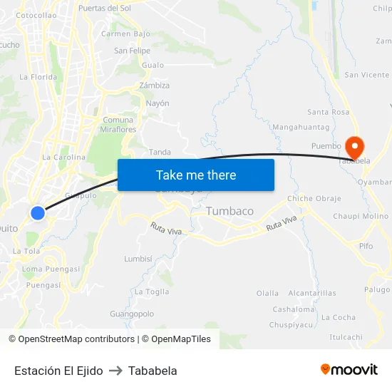 Estación El Ejido to Tababela map