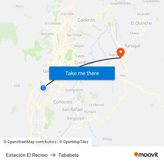Estación El Recreo to Tababela map
