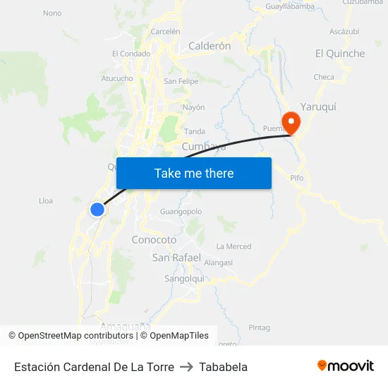 Estación Cardenal De La Torre to Tababela map