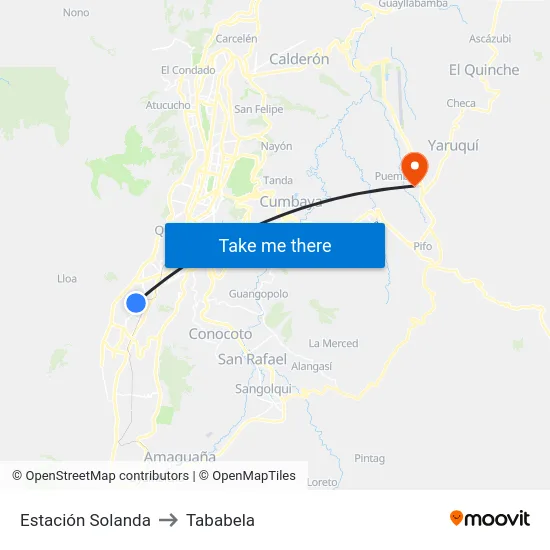 Estación Solanda to Tababela map