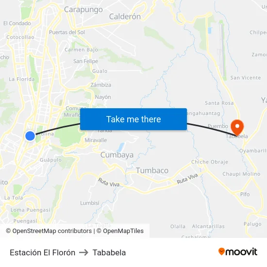 Estación El Florón to Tababela map