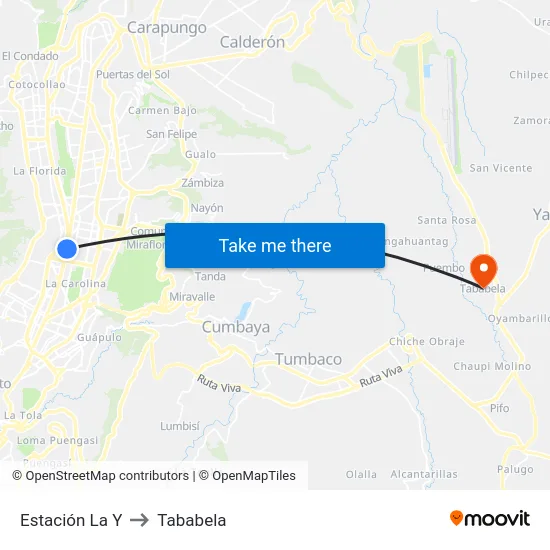 Estación La Y to Tababela map