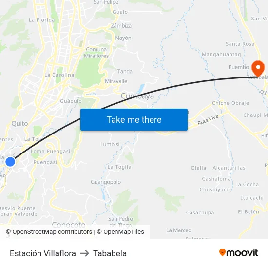 Estación Villaflora to Tababela map