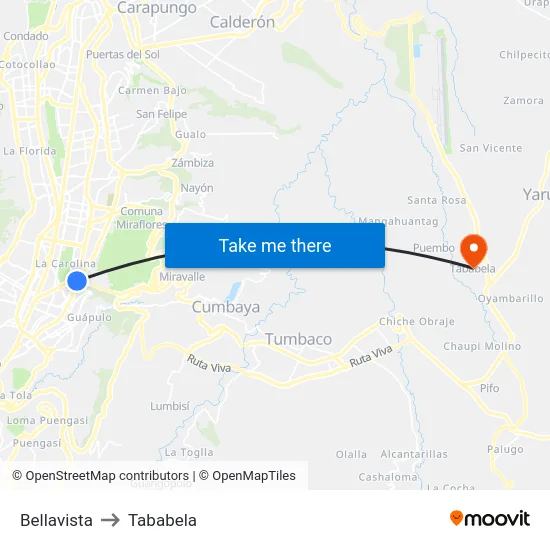 Bellavista to Tababela map