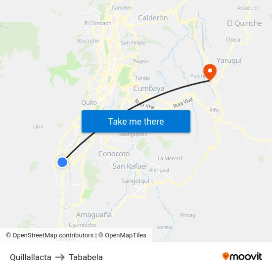 Quillallacta to Tababela map