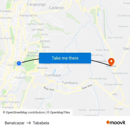 Benalcazar to Tababela map