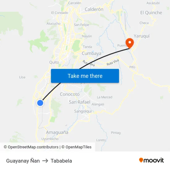 Guayanay Ñan to Tababela map