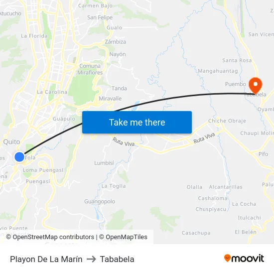 Playon De La Marín to Tababela map