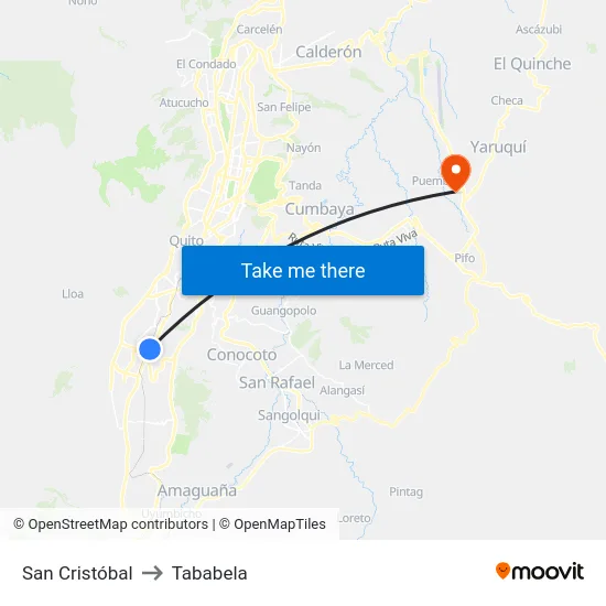 San Cristóbal to Tababela map