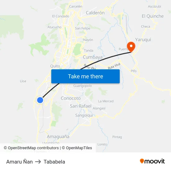 Amaru Ñan to Tababela map