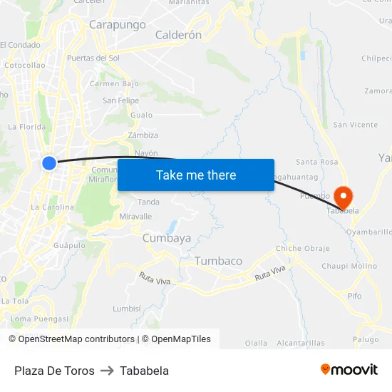 Plaza De Toros to Tababela map