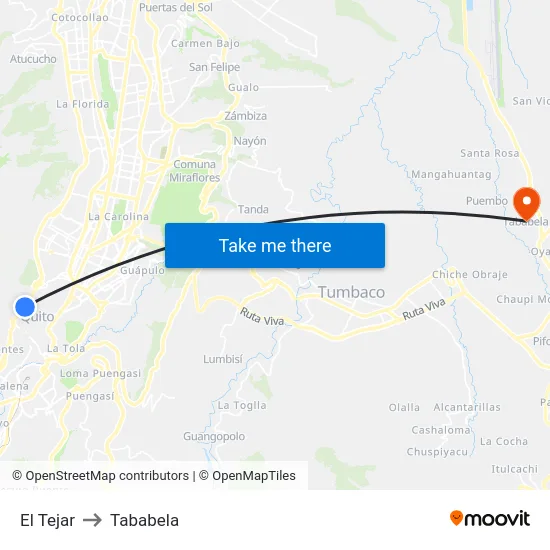El Tejar to Tababela map