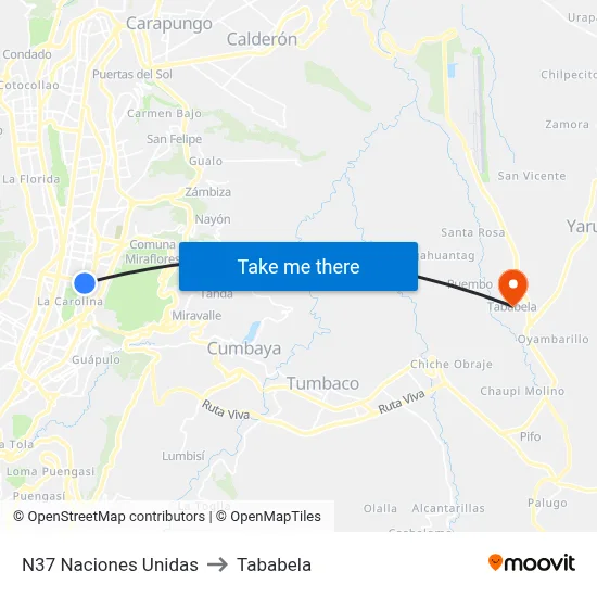 N37 Naciones Unidas to Tababela map