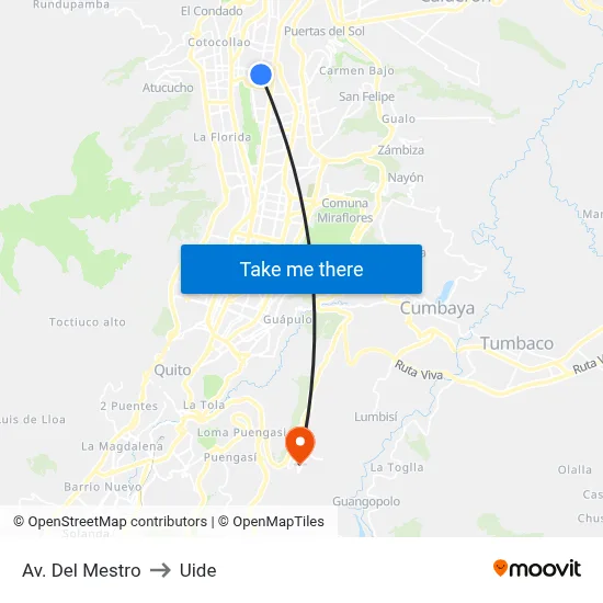 Av. Del Mestro to Uide map