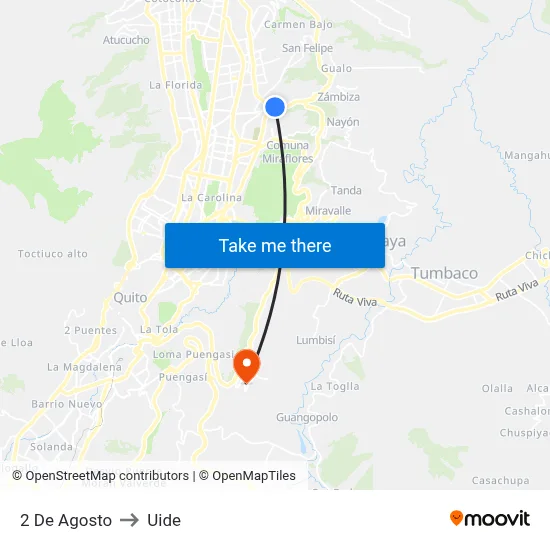 2 De Agosto to Uide map