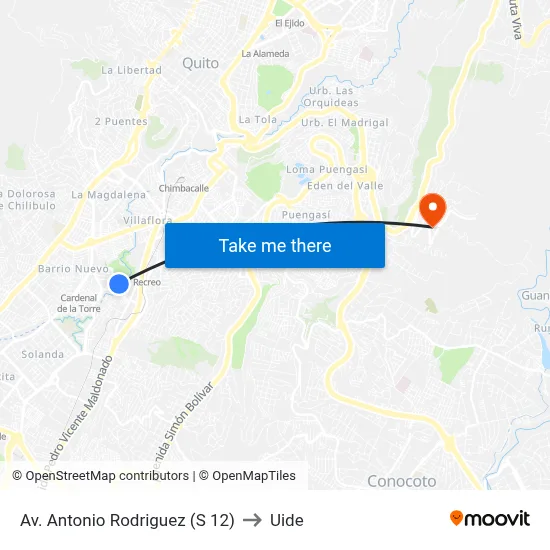 Av. Antonio Rodriguez  (S  12) to Uide map