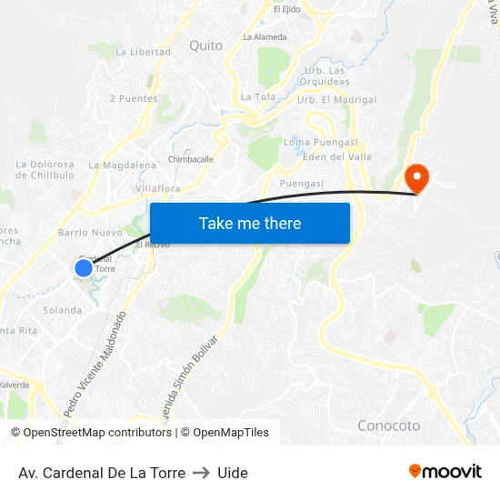 Av. Cardenal De La Torre to Uide map