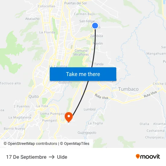 17 De Septiembre to Uide map