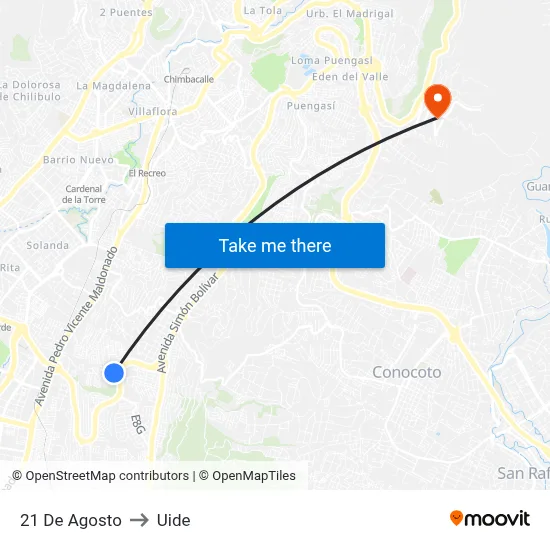 21 De Agosto to Uide map