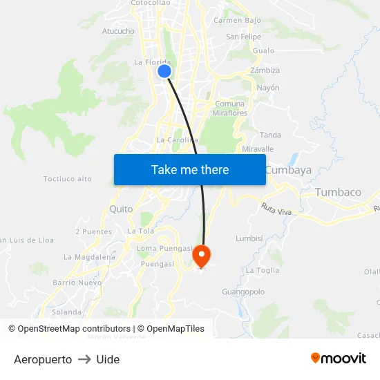 Aeropuerto to Uide map