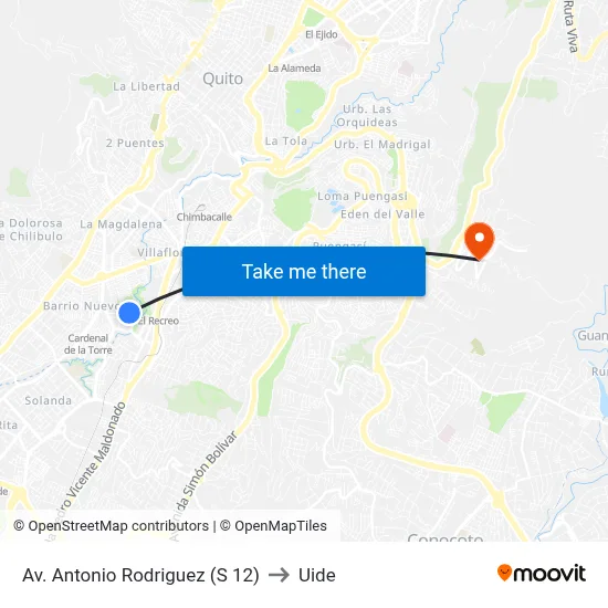 Av. Antonio Rodriguez  (S  12) to Uide map
