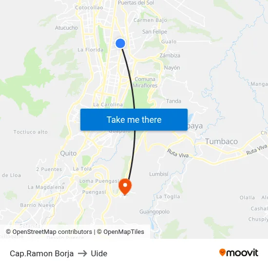 Cap.Ramon Borja to Uide map