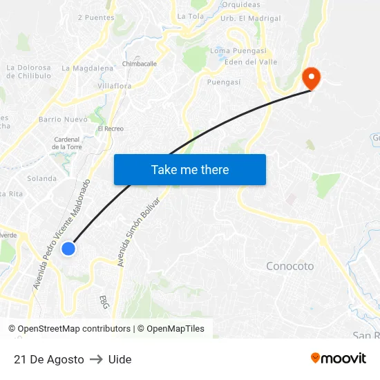 21 De Agosto to Uide map