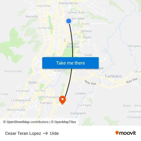 Cesar Teran Lopez to Uide map