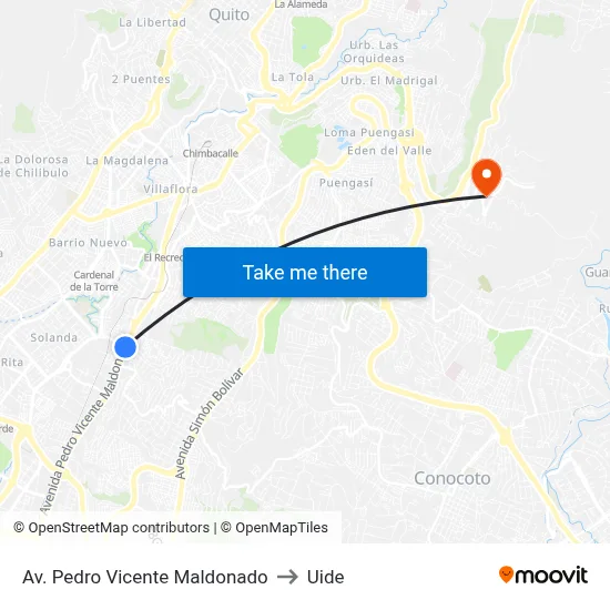 Av. Pedro Vicente Maldonado to Uide map