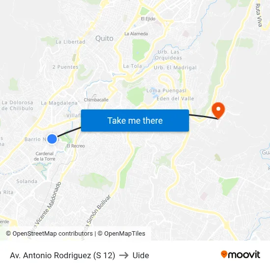 Av. Antonio Rodriguez  (S  12) to Uide map