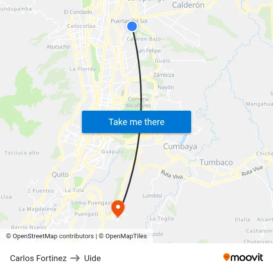 Carlos Fortinez to Uide map