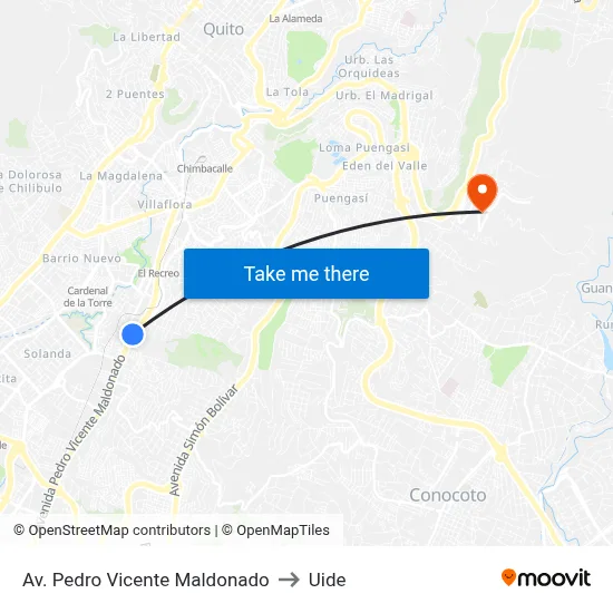 Av. Pedro Vicente Maldonado to Uide map
